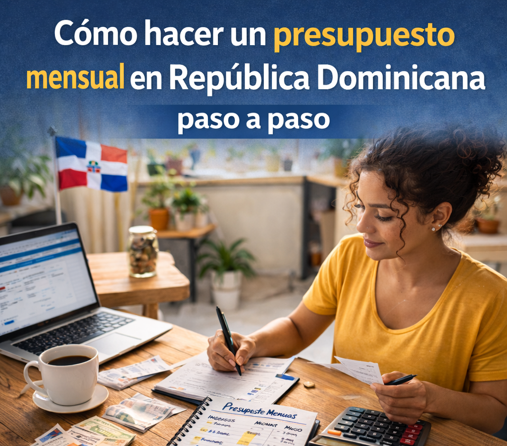 persona haciendo presupuesto mensual en República Dominicana